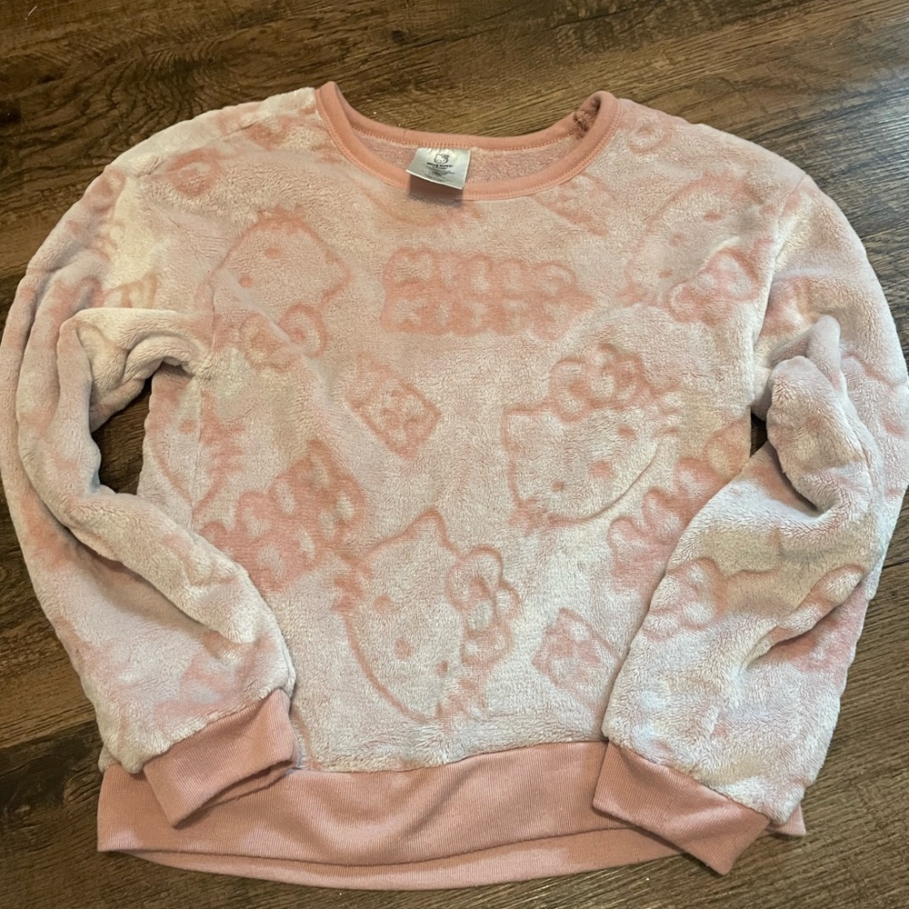 Sanrio Pink Crew Neck Sweater with Hello Kitty Pattern